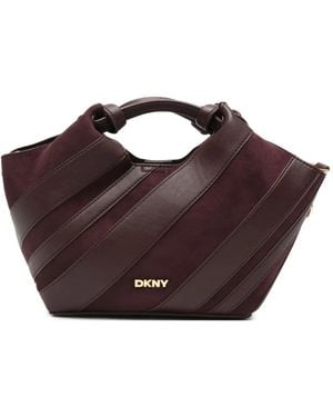 DKNY Small Paula Paneled Leather-Trim Tote Bag - Brown