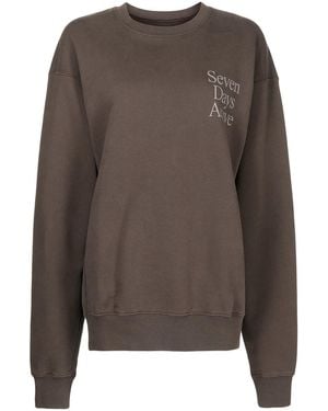 7 DAYS ACTIVE ロゴ スウェットシャツ - ブラウン