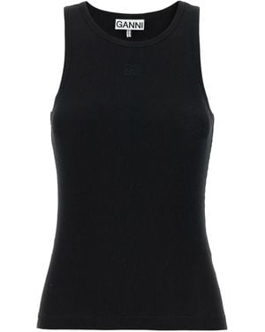 Ganni Ribbed Top - Black