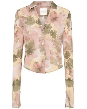 Paris Georgia Basics Floral-Print Sheer Silk Shirt - White