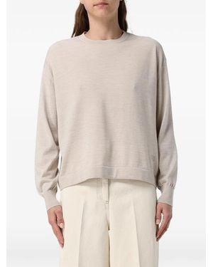 Agnona Crew-Neck Long-Sleeve Sweater - Natural