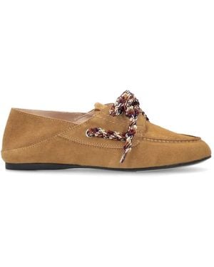 Pinko Suede Moccasins With Multicoloulaces - Brown