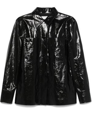 Jil Sander Coated Linen Shirt - Black