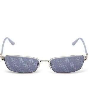 GUESS EYEWEAR Logo-Monogram Rectangle-Frame Sunglasses - Blue