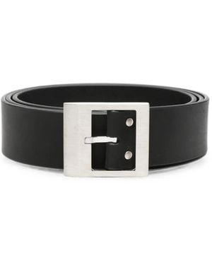 Rick Owens Square-Buckle Leather Belt - Black