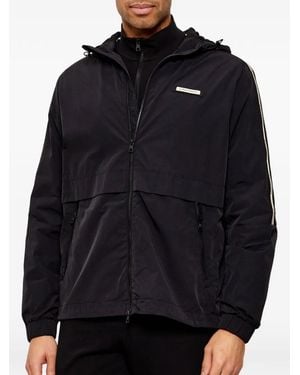 EA7 Logo-Tape Hooded Jacket - Blue