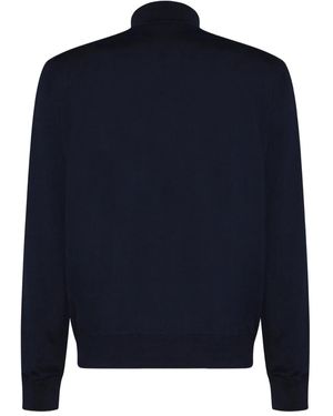 Fedeli Pull Zippé À Col Montant - Bleu