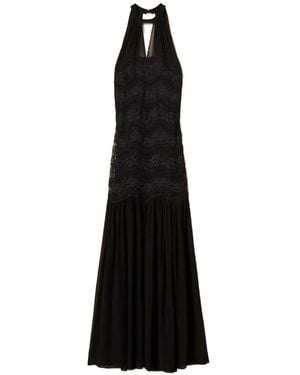 Twinset Long Macramé Lace And Georgette Dress - Black