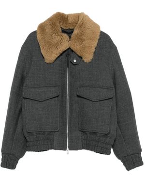 Ami Paris Veste En Laine À Col En Peau Lainée - Multicolour