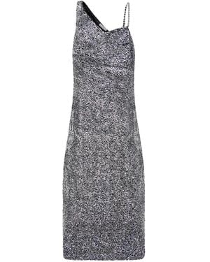 Area Crystal-strap Sequin Gown - Gray