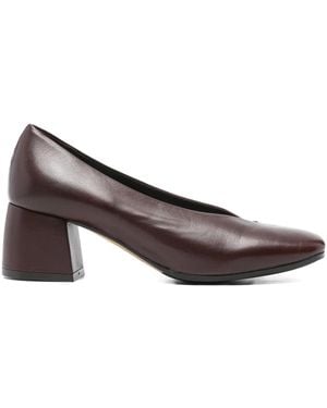 LORENA PAGGI Block-Heel Leather Pumps - Brown