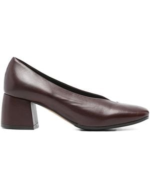 LORENA PAGGI Block-Heel Leather Pumps - Brown