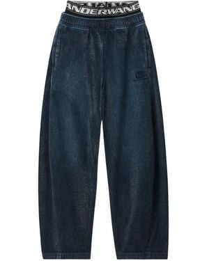 Alexander Wang Pre-Styled Brushed Denim Sweatpants - Blue