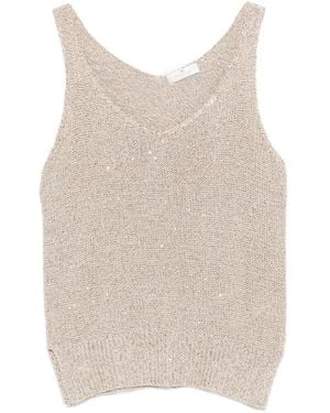 Panicale Sequin-Embellished Knitted Top - Natural