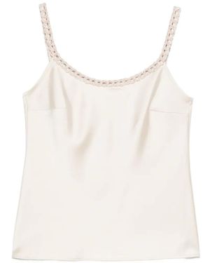 D.exterior Braided-Trim Top - White