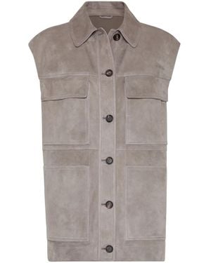 Brunello Cucinelli Chaleco de ante - Gris