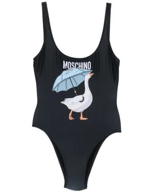 Moschino Logo-Print Swimsuit - Black