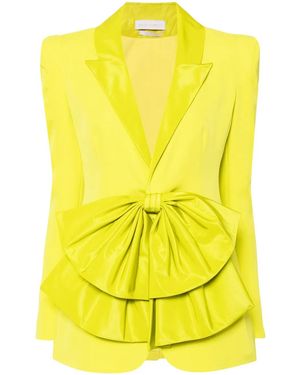Saiid Kobeisy Crepe Tailored Jacket With Taffeta Collar And Bow - Yellow