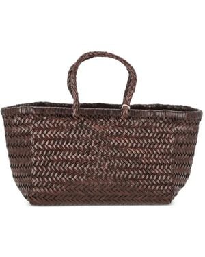 Dragon Diffusion Small Triple Jump Woven-Leather Tote Bag - Brown