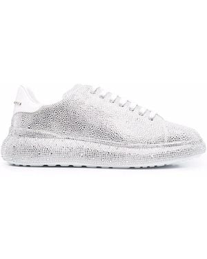 Philipp Plein Crystal-Embellished Low Top Trainers - White