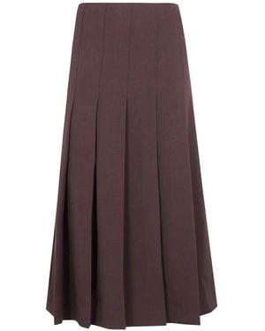DR. HOPE Asymmetric Pleated Midi Skirt - Purple