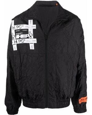 Heron Preston Logo-Print Crinkled Windbreaker - Black
