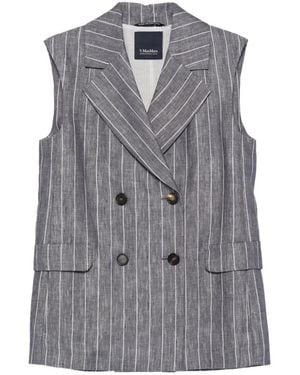 Max Mara Smmballo Pinstripe-Pattern Double-Breasted Suit - Grey