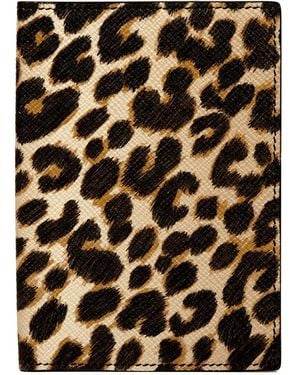Smythson Panama Leopard-Print Passport Cover - Black