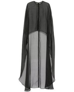 Isabel Sanchis Organza High-Low Cape - Zwart