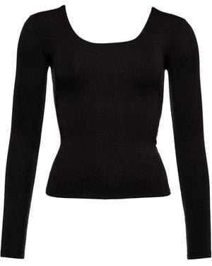 Eres Twist-Back Long-Sleeved Top - Black