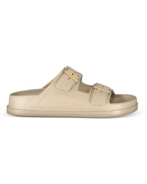 Blauer Buckled Flat Sandals - White