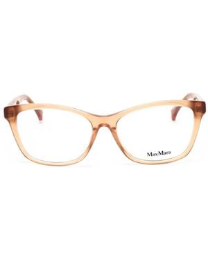 Max Mara Rectangle-Frame Glasses - Natural