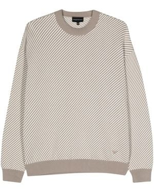 Emporio Armani ストライプ リブセーター - ホワイト