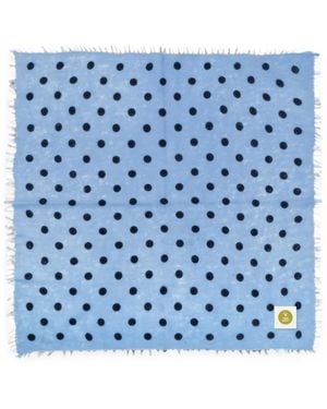 V von Goat Polka-Dot Frayed Bandana - Blue