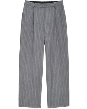 Anine Bing Pinstripe-Pattern Trousers - Grey