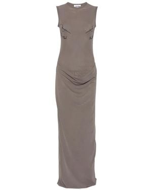 Jean Paul Gaultier Gathered Sleeveless Maxi Dress - Natural