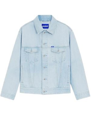 HUGO Buttoned-Pockets Denim Jacket - Blue