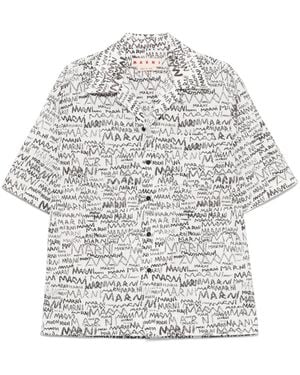 Marni Pencil Logo-Print Shirt - White