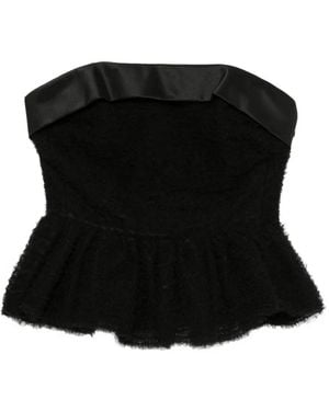 Viktor & Rolf Top palabra de honor con volantes - Negro