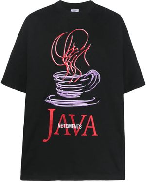 Vetements Java Logo-Embroidered T-Shirt - Black