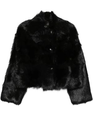 Alberta Ferretti Cropped Button-Fastening Jacket - Black