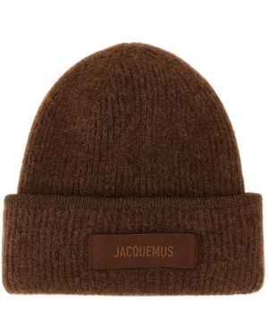 Jacquemus Le Bonnet Gros-Grain Ribbed Beanie Hat - Brown