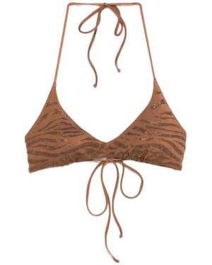 MC2 Saint Barth Haut De Bikini Hespera Imprimé Tigre À Ornements - White