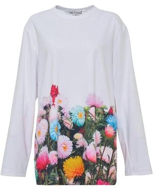 Comme des Garçons Long-Sleeved Floral-Print Jersey - White