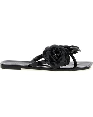 Coperni Silicone "Flower Flat" Sandals - Black
