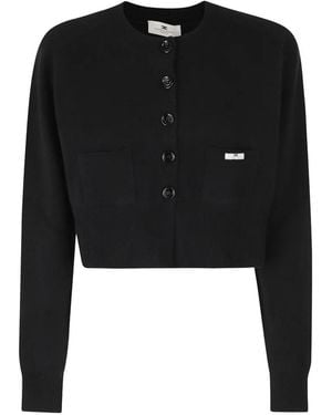 Elisabetta Franchi Button-Fastening Cropped Cardigan - Black