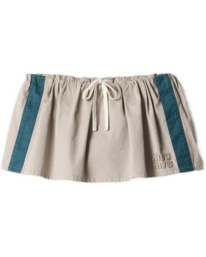 Miu Miu Washed Twill Miniskirt - Natural