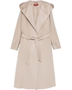 Max Mara Mantel Met Ceintuur - Naturel
