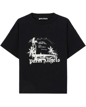 Palm Angels Graphic Print Ribbed T-Shirt - Black