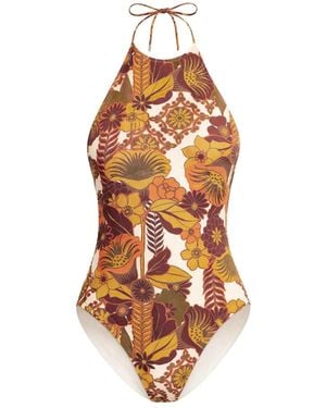 Osklen Maillot De Bain Fleuri À Dos Nu - White